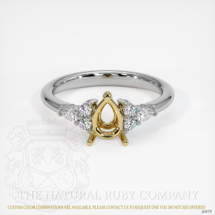 18K Yellow & White Accent Stones Ring Setting