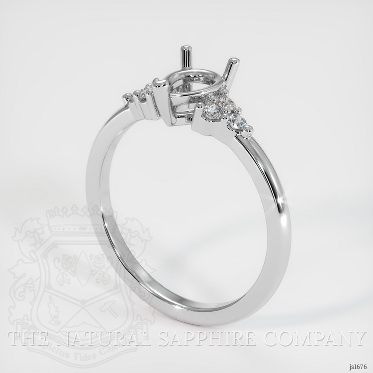 14K White Gold Accent Stones Ring Setting