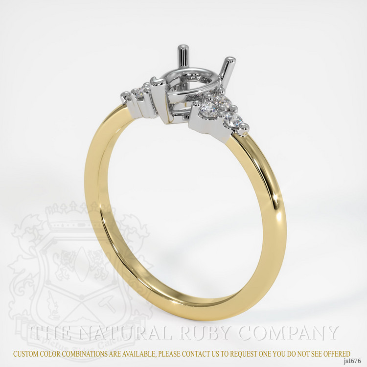 14K White & Yellow Accent Stones Ring Setting
