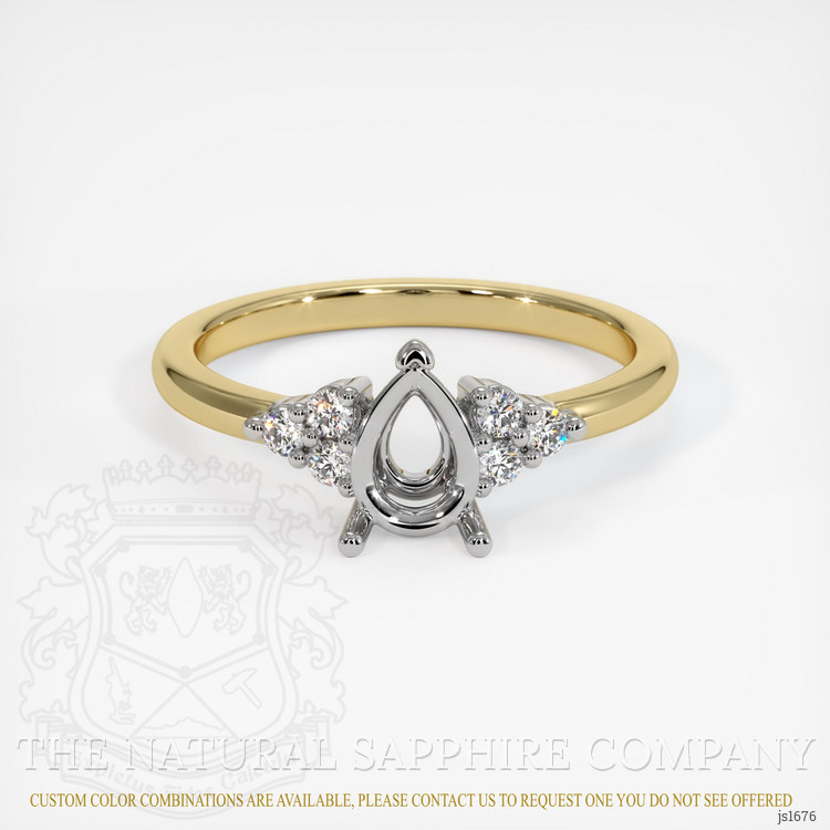 14K White & Yellow Accent Stones Ring Setting