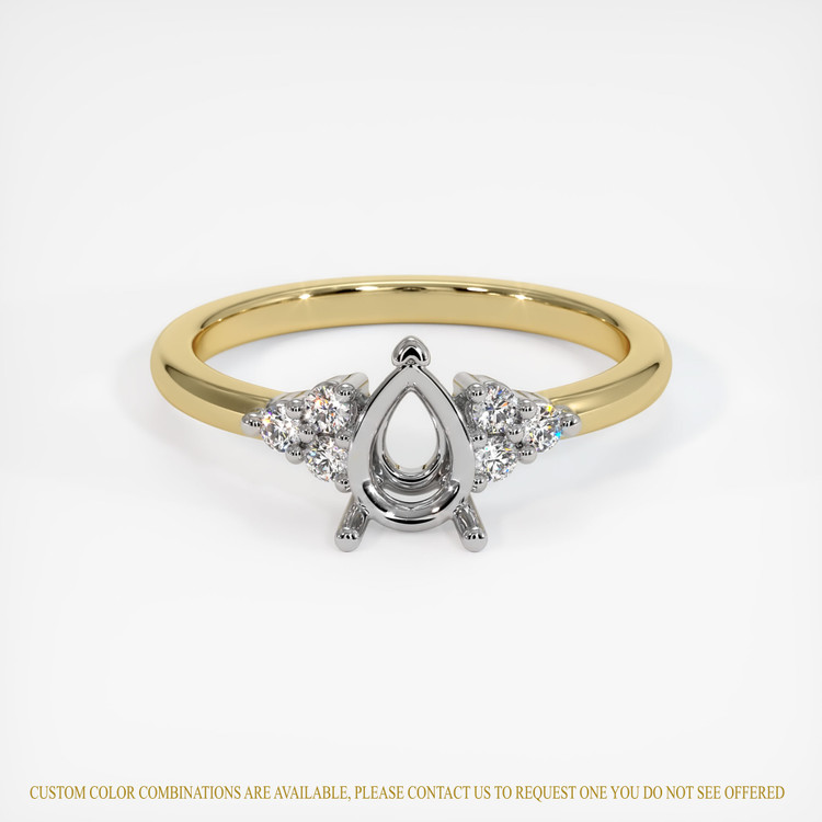 14K White & Yellow Accent Stones Ring Setting
