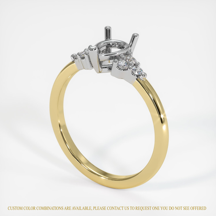 18K White & Yellow Accent Stones Ring Setting