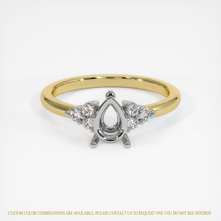 18K White & Yellow Accent Stones Ring Setting