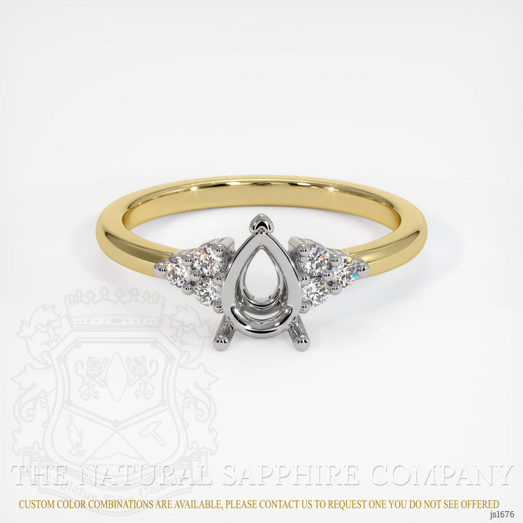 18K White & Yellow Accent Stones Ring Setting