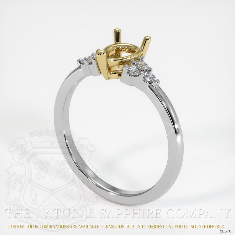 18K Yellow & White Accent Stones Ring Setting