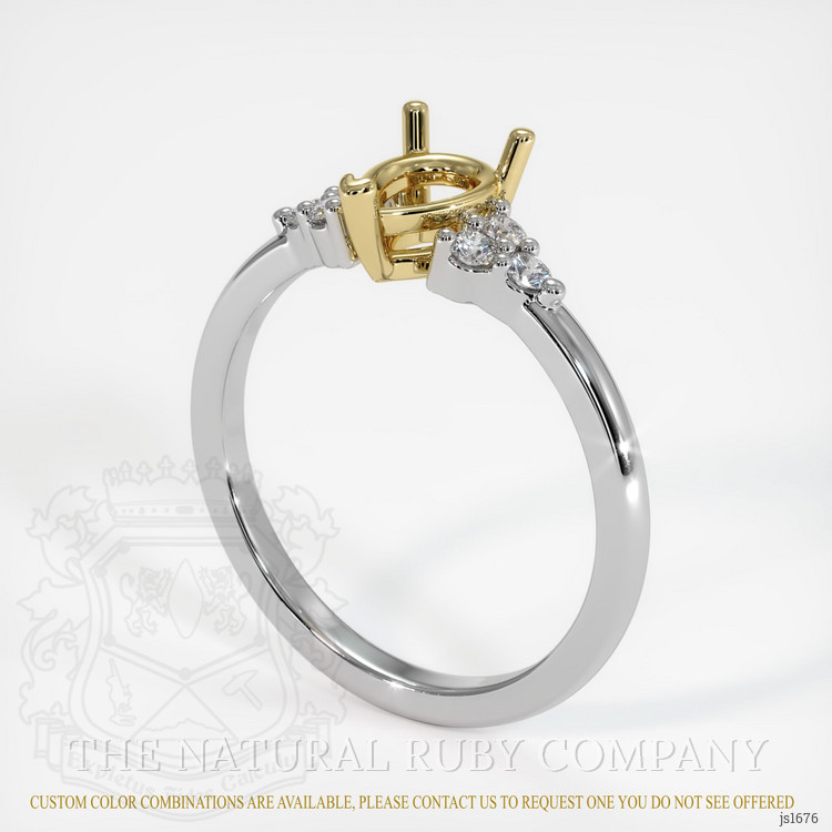 18K Yellow & White Accent Stones Ring Setting