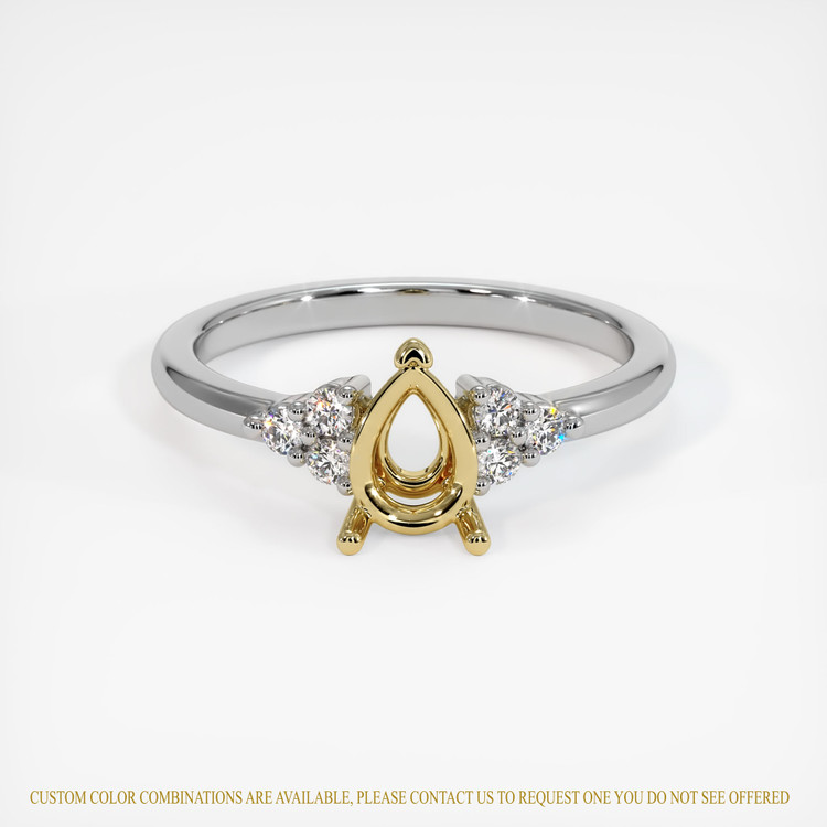 18K Yellow & White Accent Stones Ring Setting