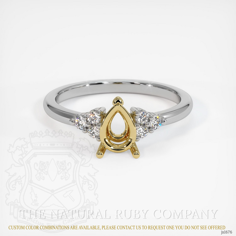 18K Yellow & White Accent Stones Ring Setting