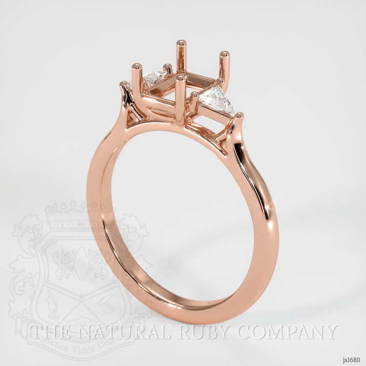14K Rose Gold Three Stone Ring Setting