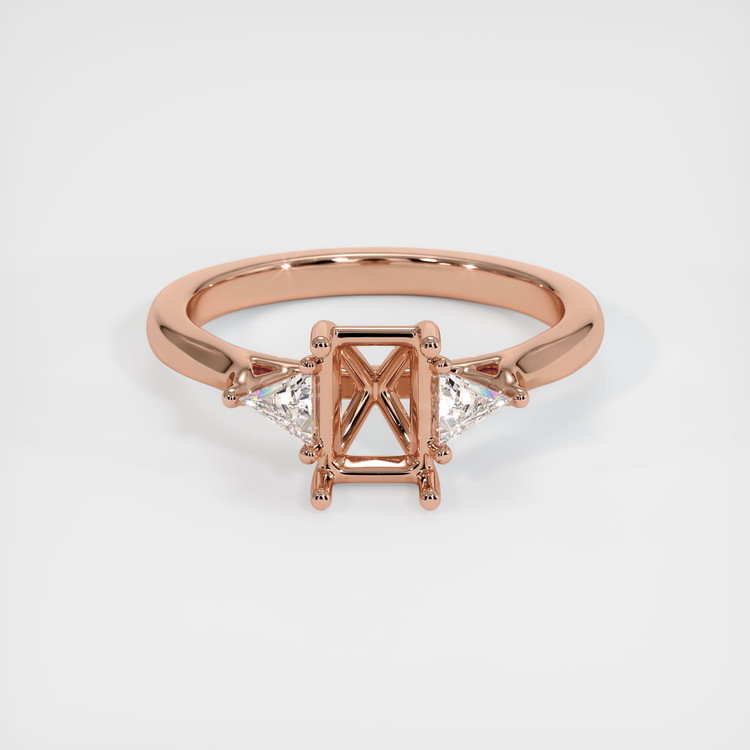 14K Rose Gold Three Stone Ring Setting