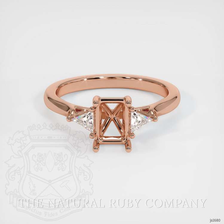14K Rose Gold Three Stone Ring Setting