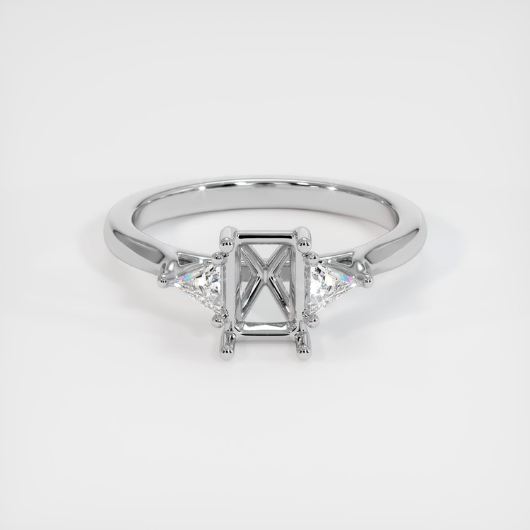 14K White Gold Three Stone Ring Setting