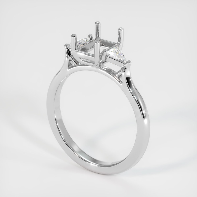 18K White Gold Three Stone Ring Setting