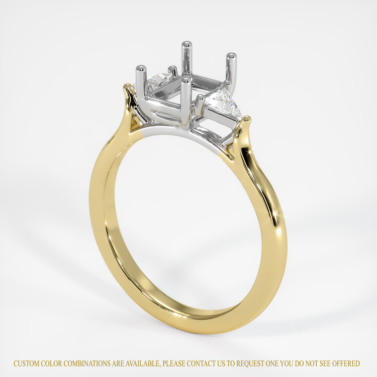 14K White & Yellow Three Stone Ring Setting