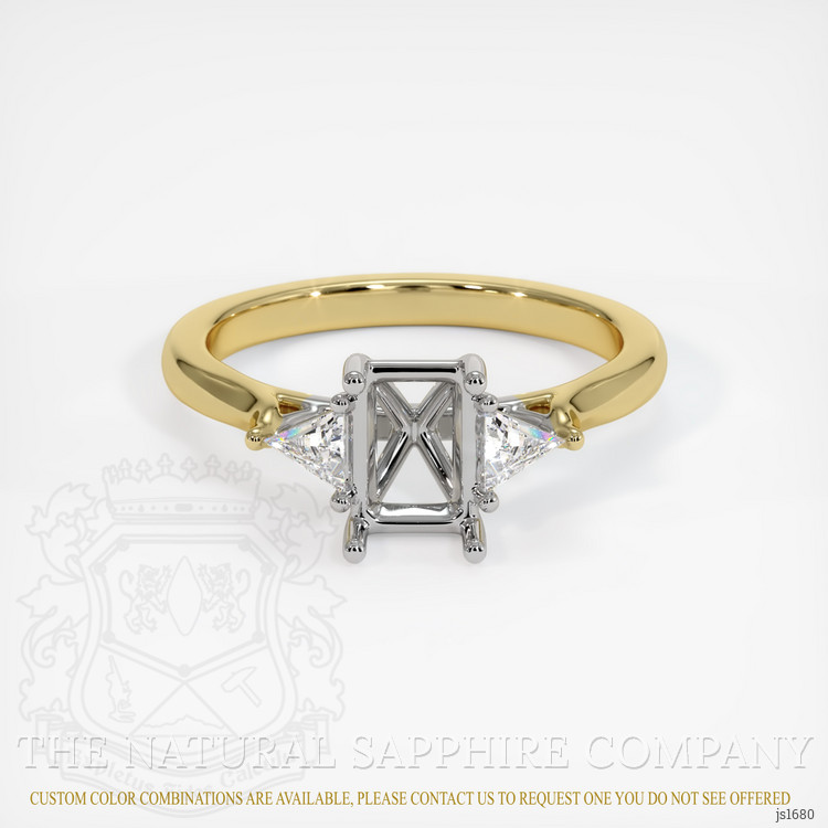 14K White & Yellow Three Stone Ring Setting