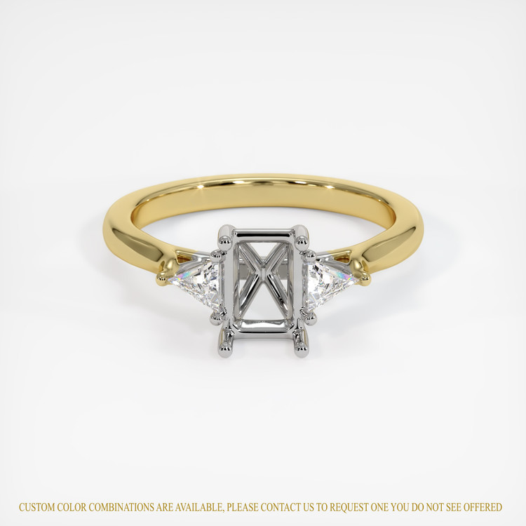 14K White & Yellow Three Stone Ring Setting