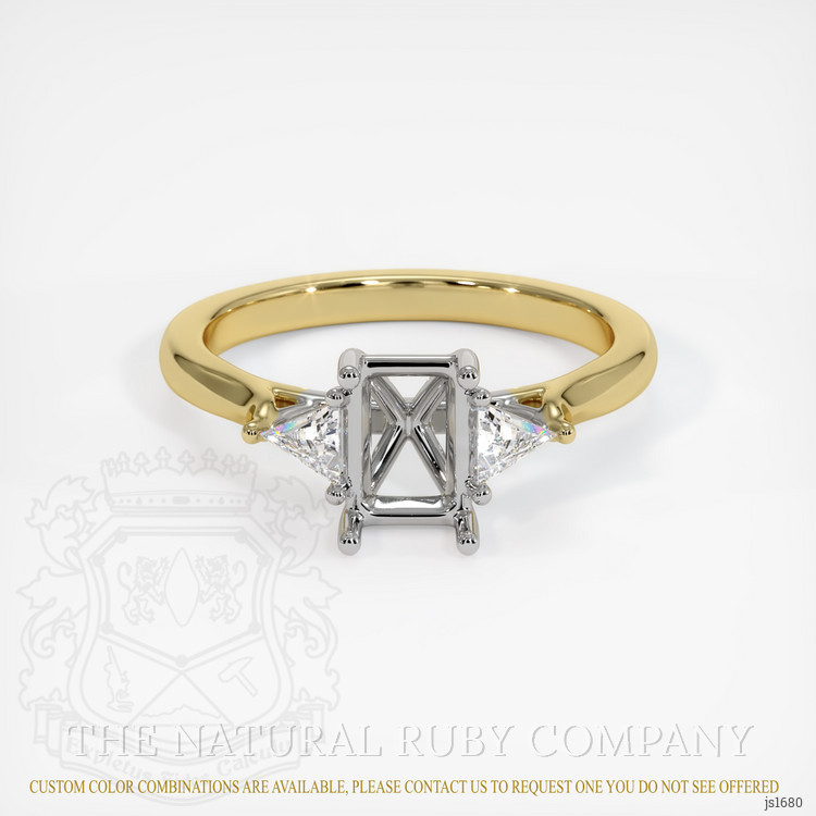 14K White & Yellow Three Stone Ring Setting