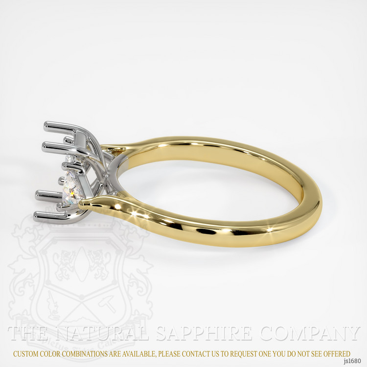 14K White & Yellow Three Stone Ring Setting