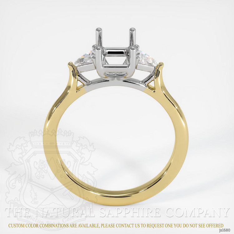 14K White & Yellow Three Stone Ring Setting
