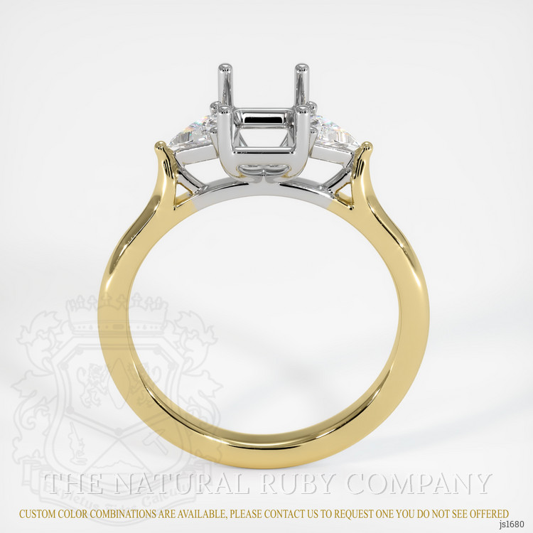 14K White & Yellow Three Stone Ring Setting