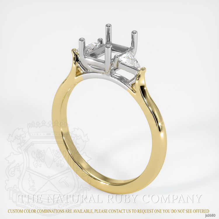 18K White & Yellow Three Stone Ring Setting