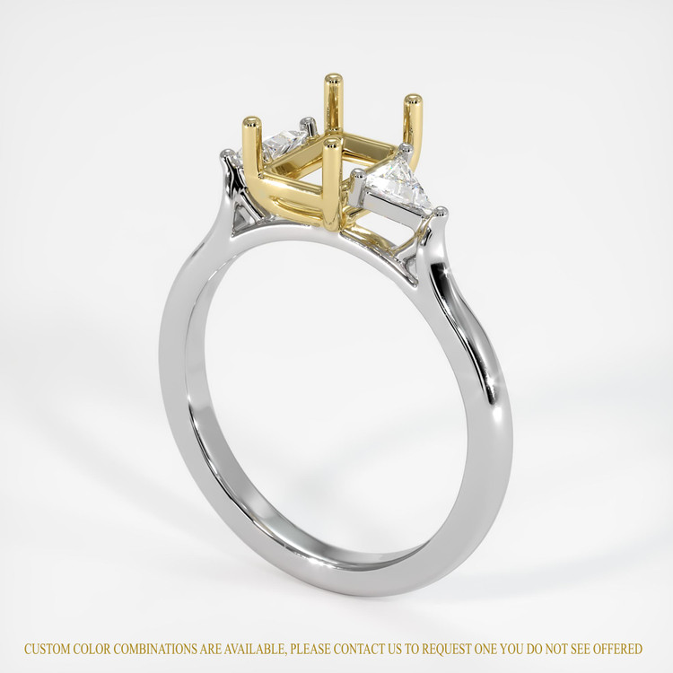 14K Yellow & White Three Stone Ring Setting