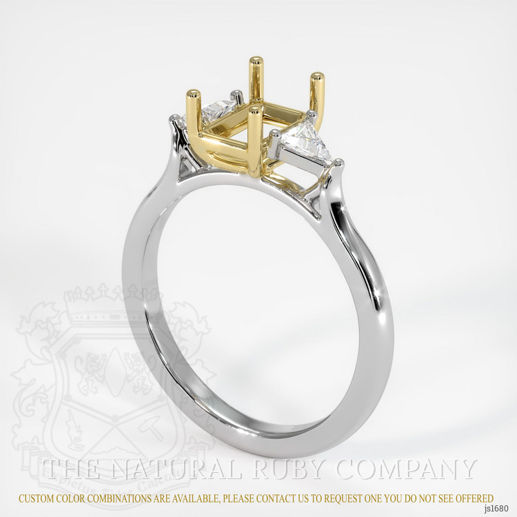 14K Yellow & White Three Stone Ring Setting