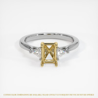 14K Yellow & White Three Stone Ring Setting Image