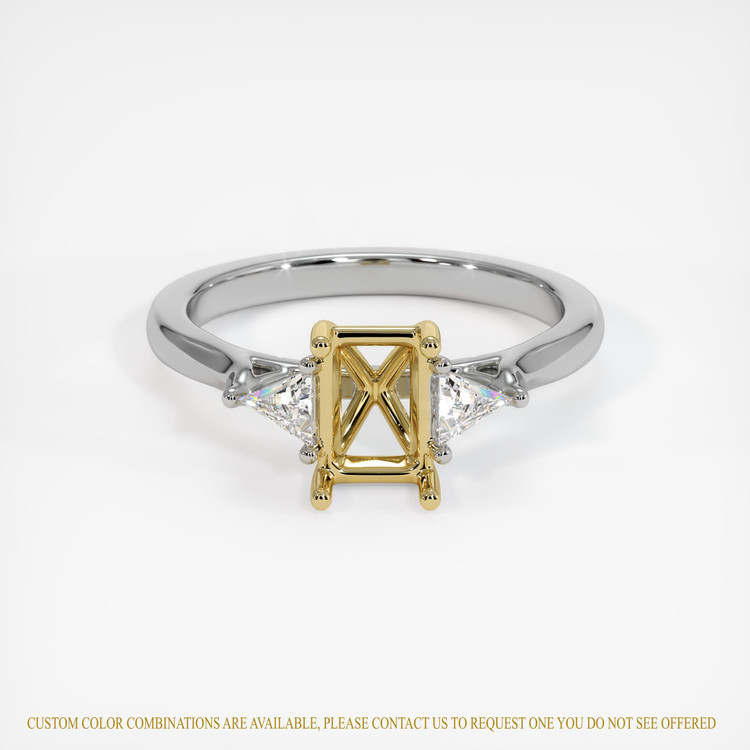 14K Yellow & White Three Stone Ring Setting