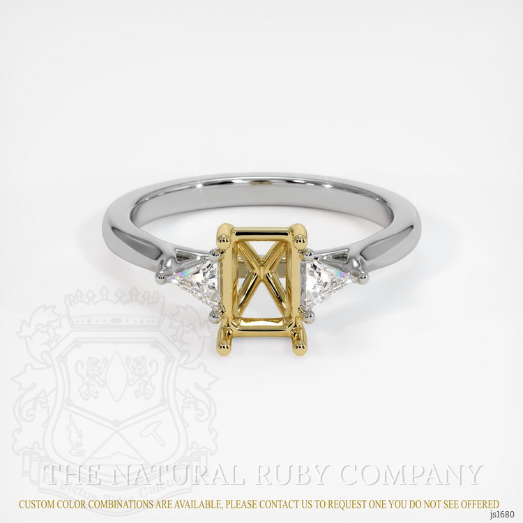 14K Yellow & White Three Stone Ring Setting