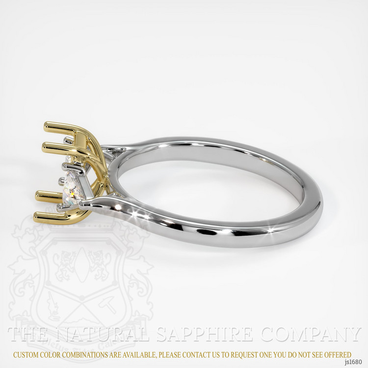 14K Yellow & White Three Stone Ring Setting
