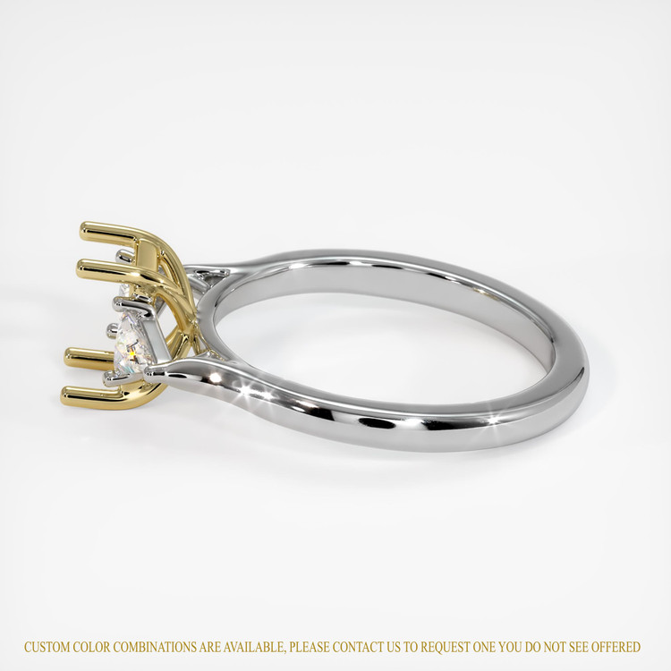 14K Yellow & White Three Stone Ring Setting
