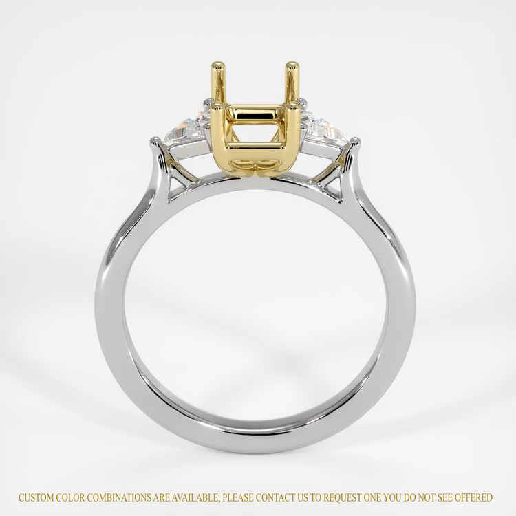 14K Yellow & White Three Stone Ring Setting