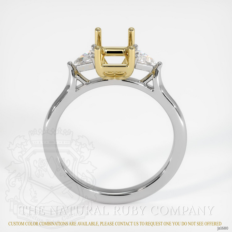 18K Yellow & White Three Stone Ring Setting