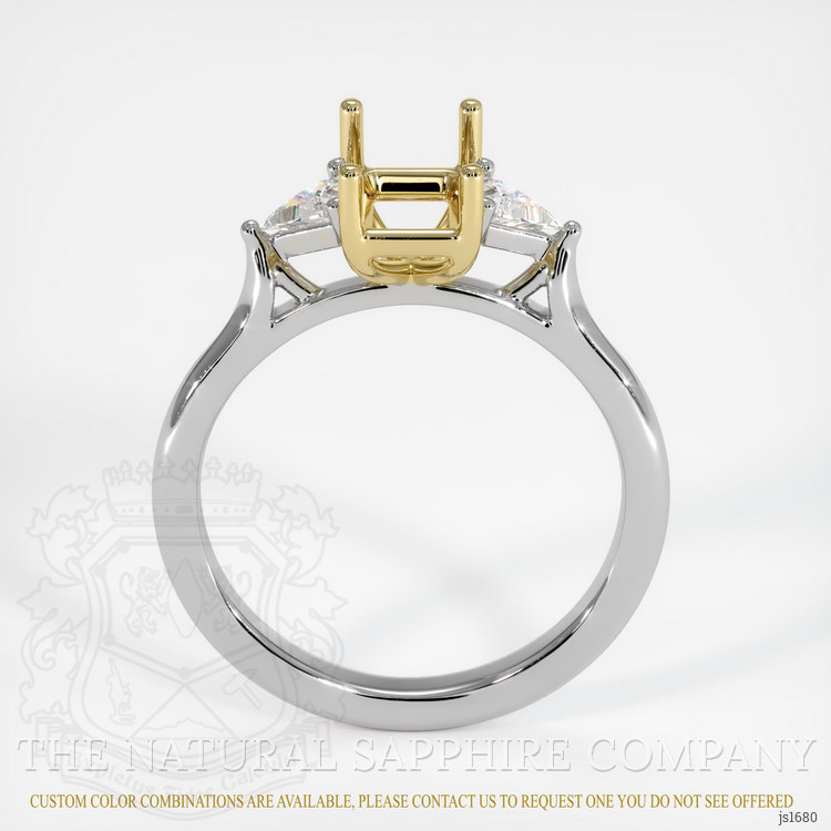 18K Yellow & White Three Stone Ring Setting