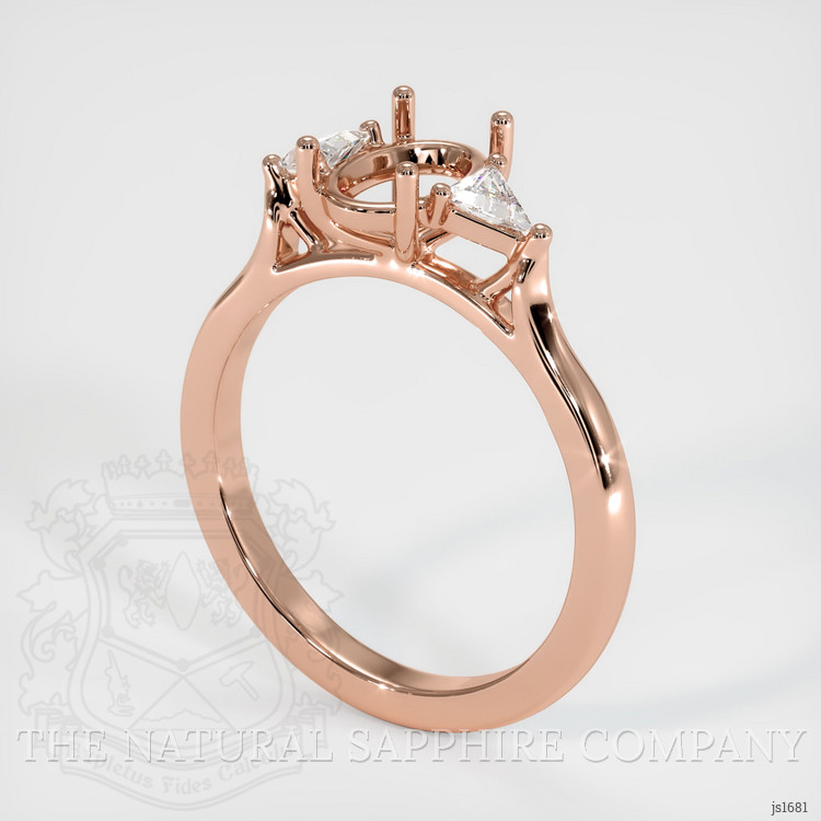 14K Rose Gold Three Stone Ring Setting