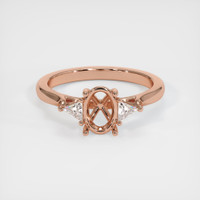 14K Rose Gold Three Stone Ring Setting Image