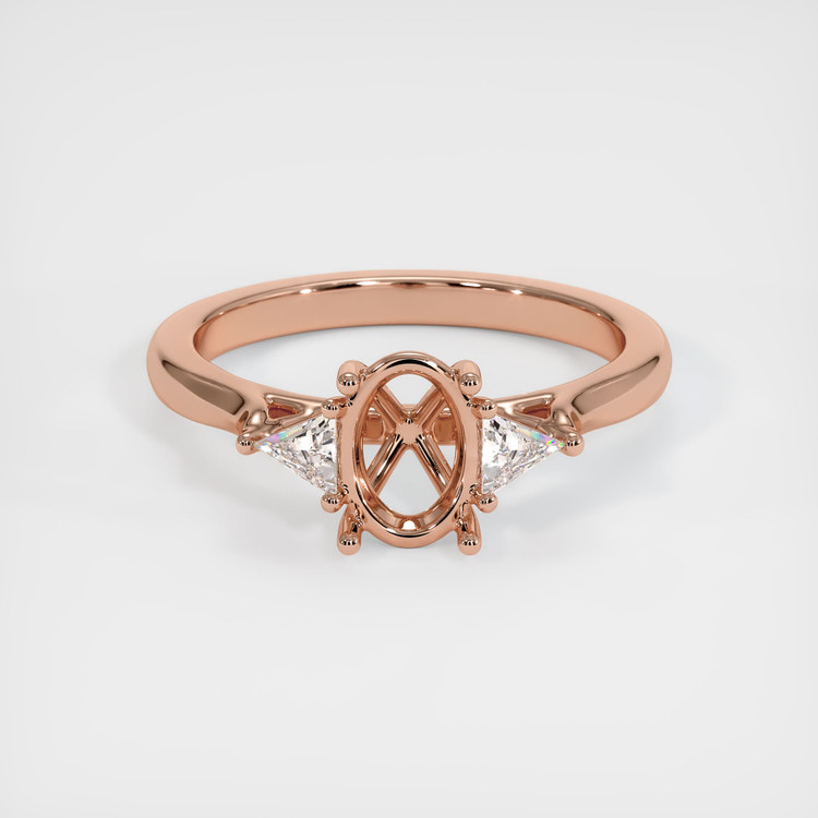 14K Rose Gold Three Stone Ring Setting