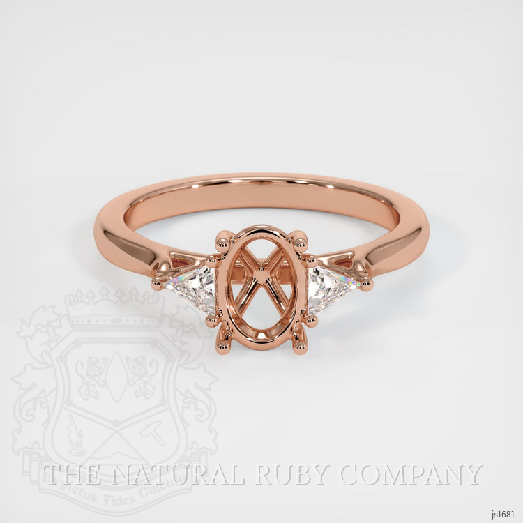 14K Rose Gold Three Stone Ring Setting