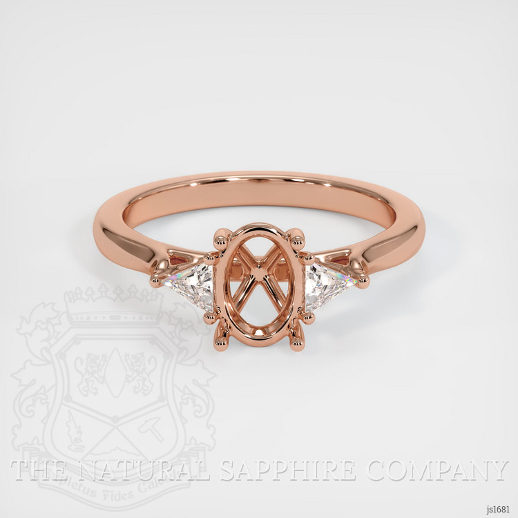14K Rose Gold Three Stone Ring Setting