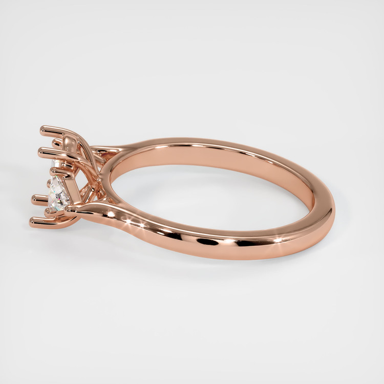 14K Rose Gold Three Stone Ring Setting