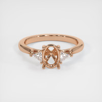 18K Rose Gold Three Stone Ring Setting Image
