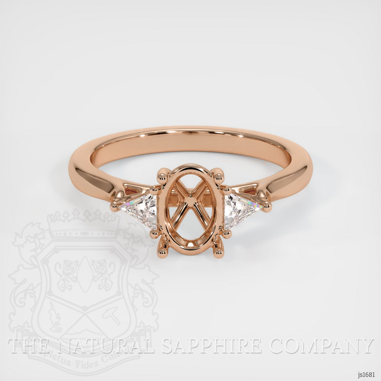 18K Rose Gold Three Stone Ring Setting