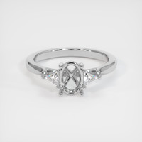 14K White Gold Three Stone Ring Setting Image