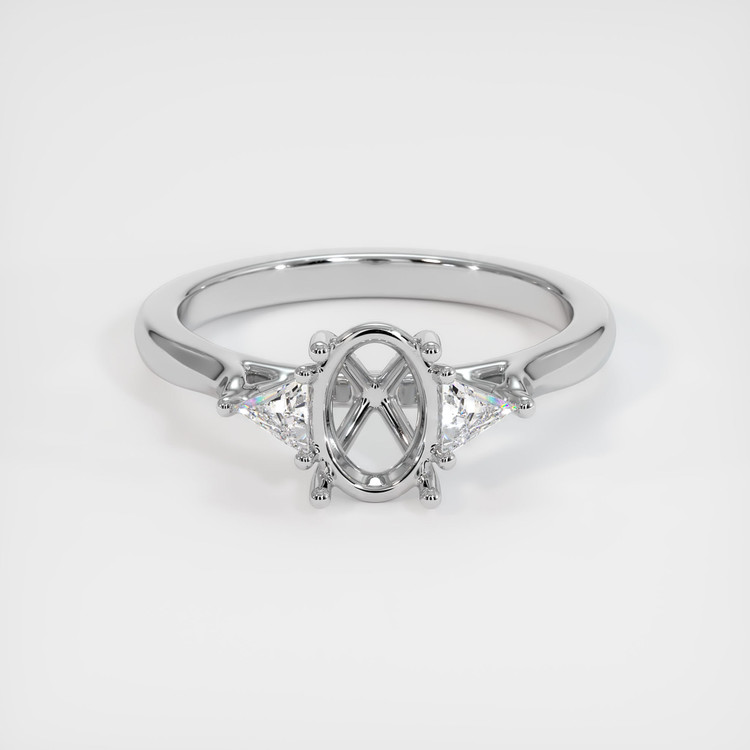 14K White Gold Three Stone Ring Setting