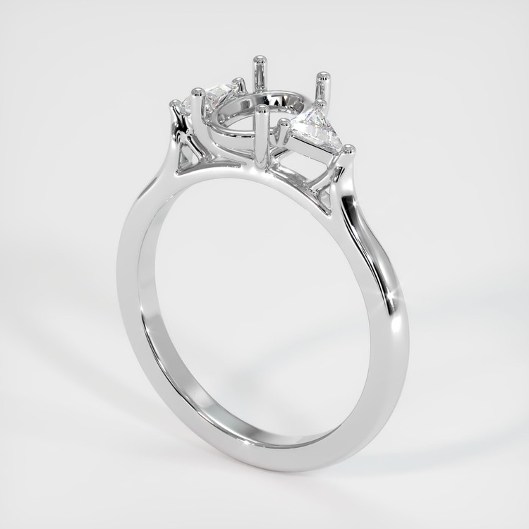 18K White Gold Three Stone Ring Setting