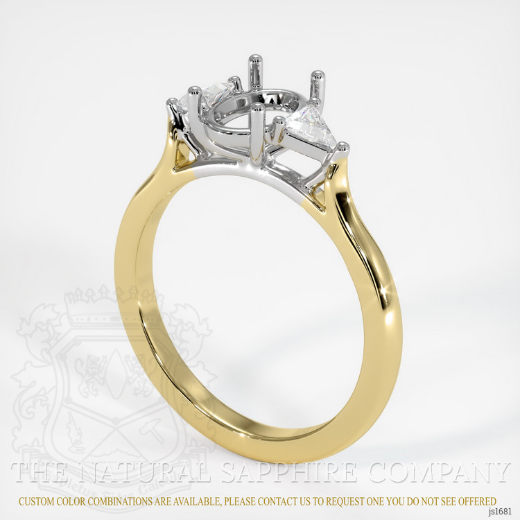 14K White & Yellow Three Stone Ring Setting