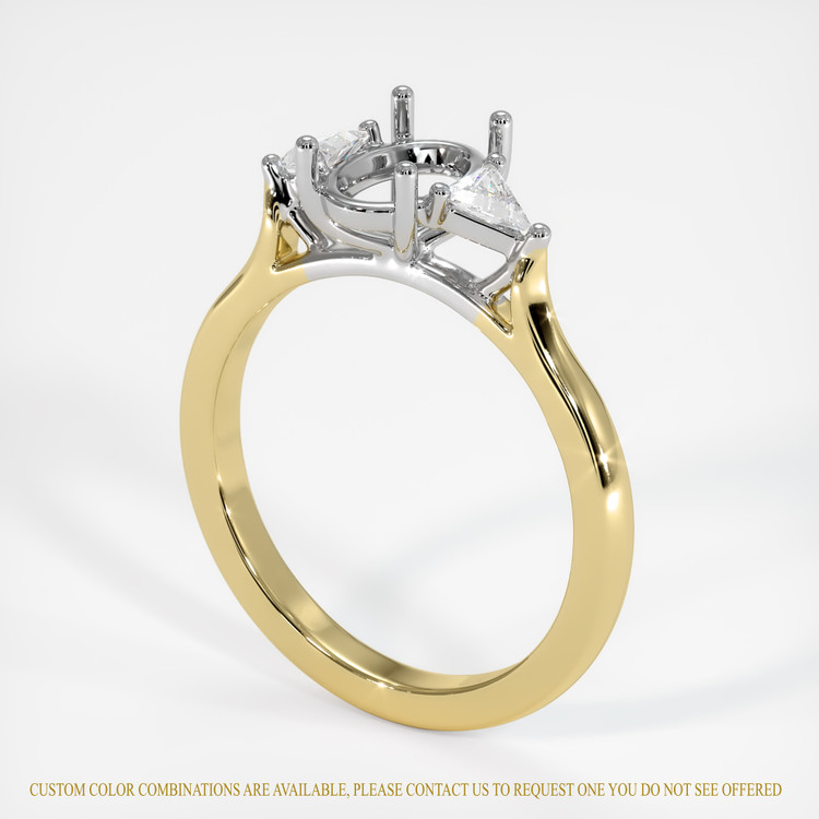 14K White & Yellow Three Stone Ring Setting