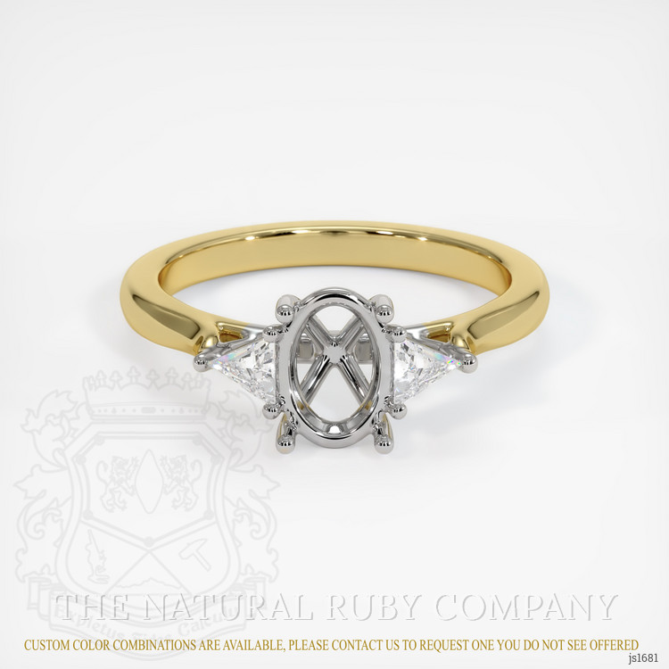 14K White & Yellow Three Stone Ring Setting