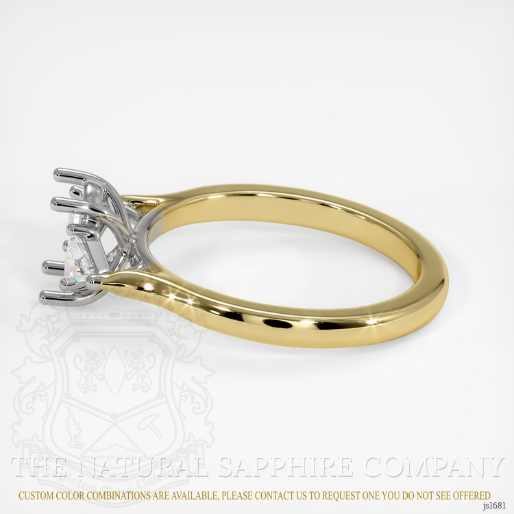 14K White & Yellow Three Stone Ring Setting